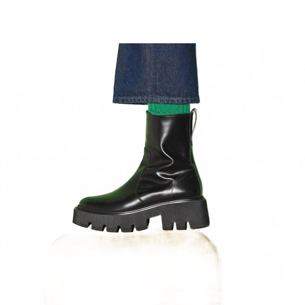 NEW FREDA SALVADOR women's darla lug sole chelsea boot in black box calf - Picture 5 of 5
